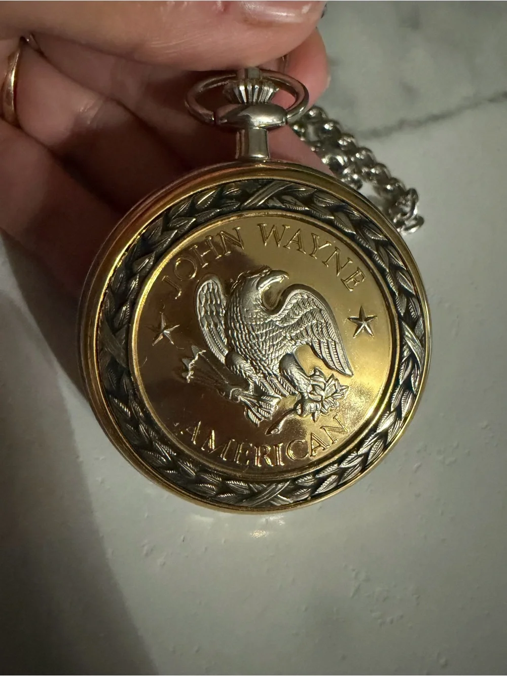 John Wayne Gold Collector Pocket Watch Display - Gold Finish